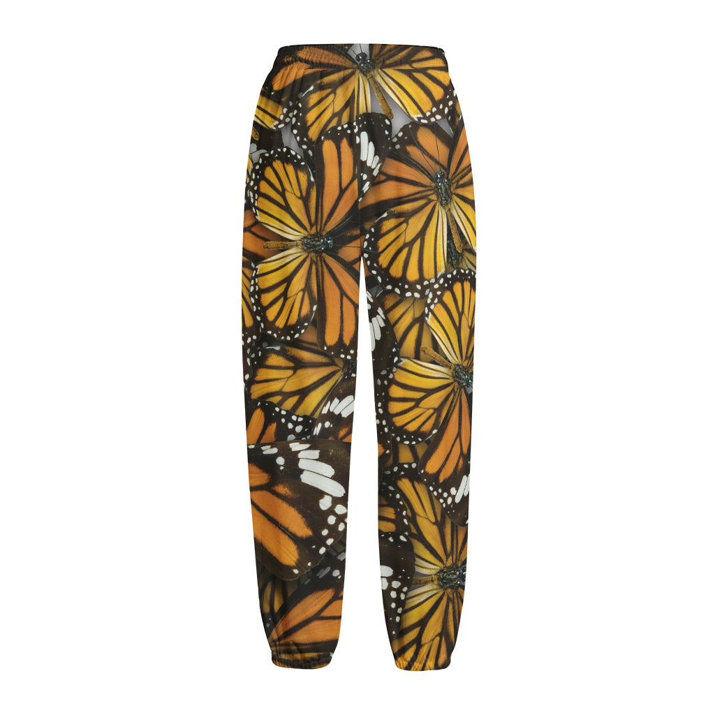 Tiger Monarch Butterfly Pattern Print Fleece Lined Knit Pants