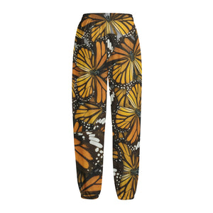 Tiger Monarch Butterfly Pattern Print Fleece Lined Knit Pants