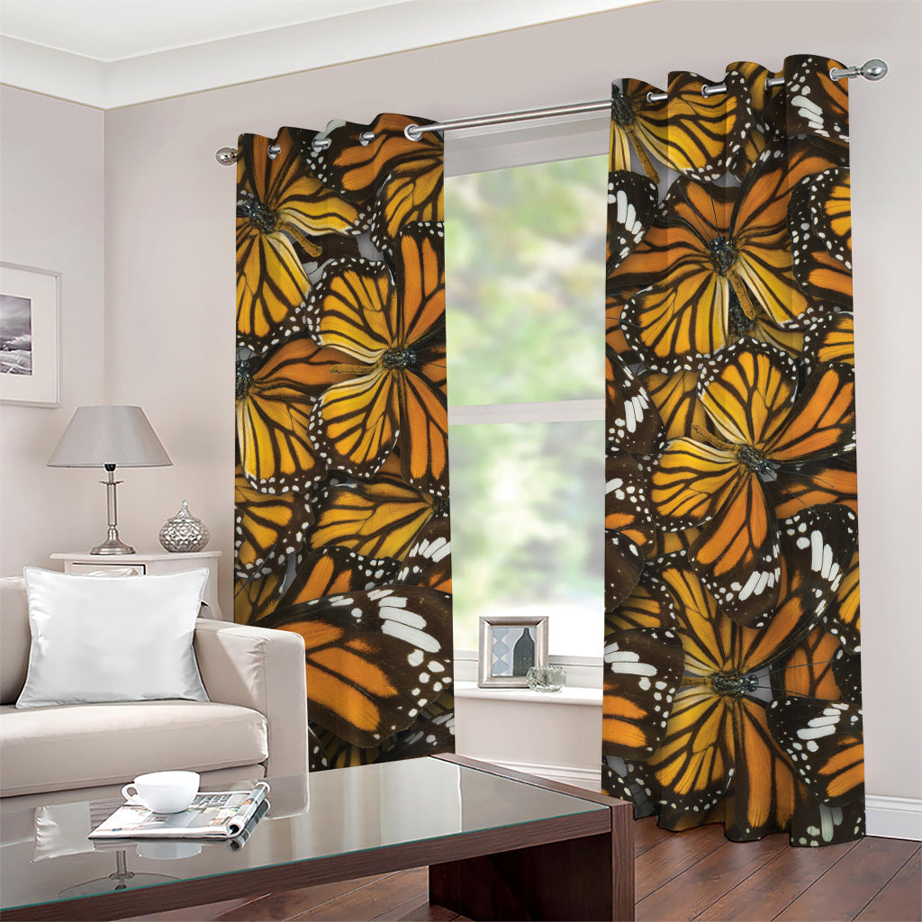 Tiger Monarch Butterfly Pattern Print Grommet Curtains