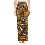 Tiger Monarch Butterfly Pattern Print High Slit Maxi Skirt