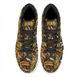 Tiger Monarch Butterfly Pattern Print High Top Leather Sneakers