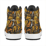 Tiger Monarch Butterfly Pattern Print High Top Leather Sneakers