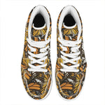 Tiger Monarch Butterfly Pattern Print High Top Leather Sneakers