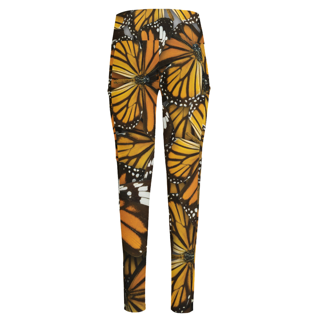 Tiger Monarch Butterfly Pattern Print High-Waisted Pocket Leggings