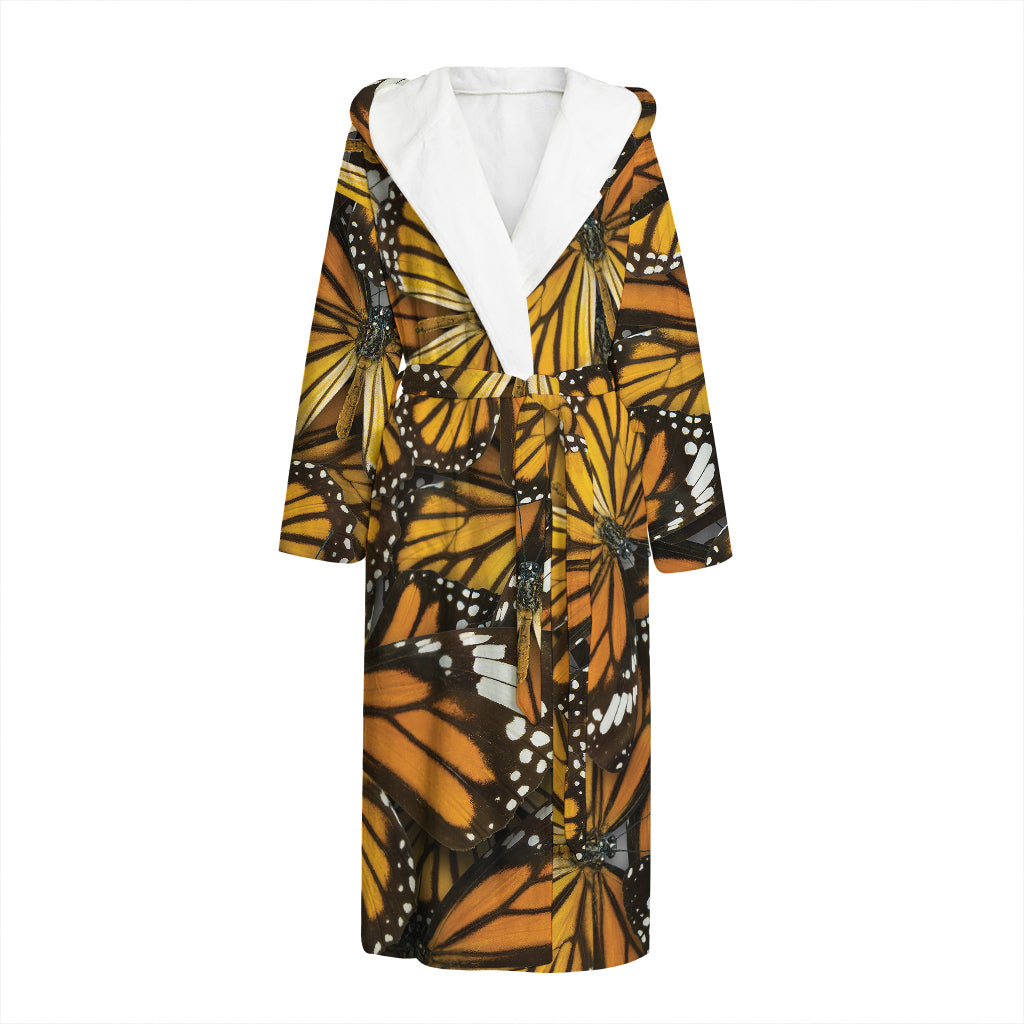 Tiger Monarch Butterfly Pattern Print Hooded Bathrobe