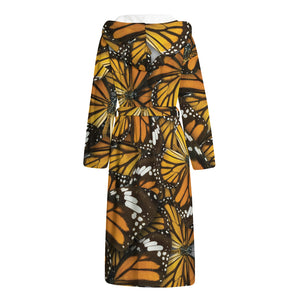 Tiger Monarch Butterfly Pattern Print Hooded Bathrobe