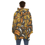 Tiger Monarch Butterfly Pattern Print Hoodie Blanket