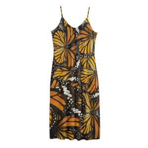 Tiger Monarch Butterfly Pattern Print Jersey Midi Cami Dress