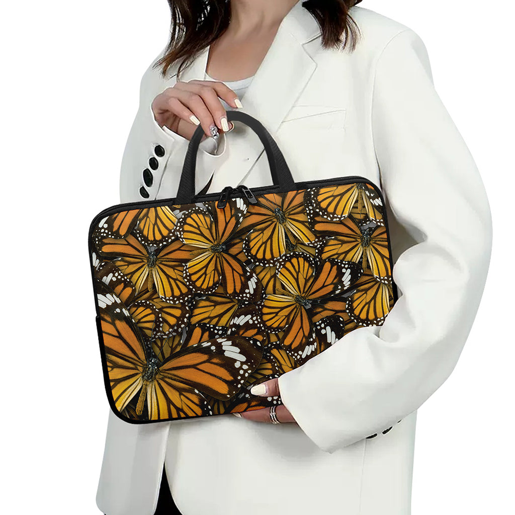 Tiger Monarch Butterfly Pattern Print Laptop Sleeve With Handle