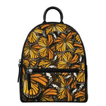Tiger Monarch Butterfly Pattern Print Leather Backpack