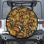 Tiger Monarch Butterfly Pattern Print Leather Spare Tire Cover