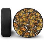 Tiger Monarch Butterfly Pattern Print Leather Spare Tire Cover