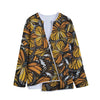 Tiger Monarch Butterfly Pattern Print Long Sleeve Short Coat