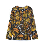 Tiger Monarch Butterfly Pattern Print Long Sleeve Short Coat