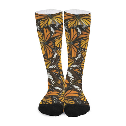 Tiger Monarch Butterfly Pattern Print Long Socks