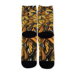 Tiger Monarch Butterfly Pattern Print Long Socks