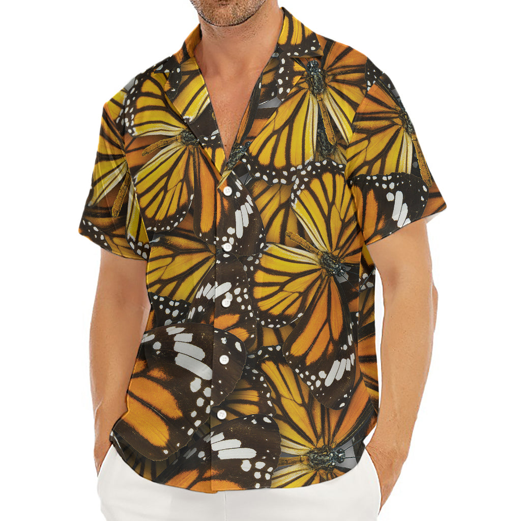 Tiger Monarch Butterfly Pattern Print Men's Deep V-Neck Shirt