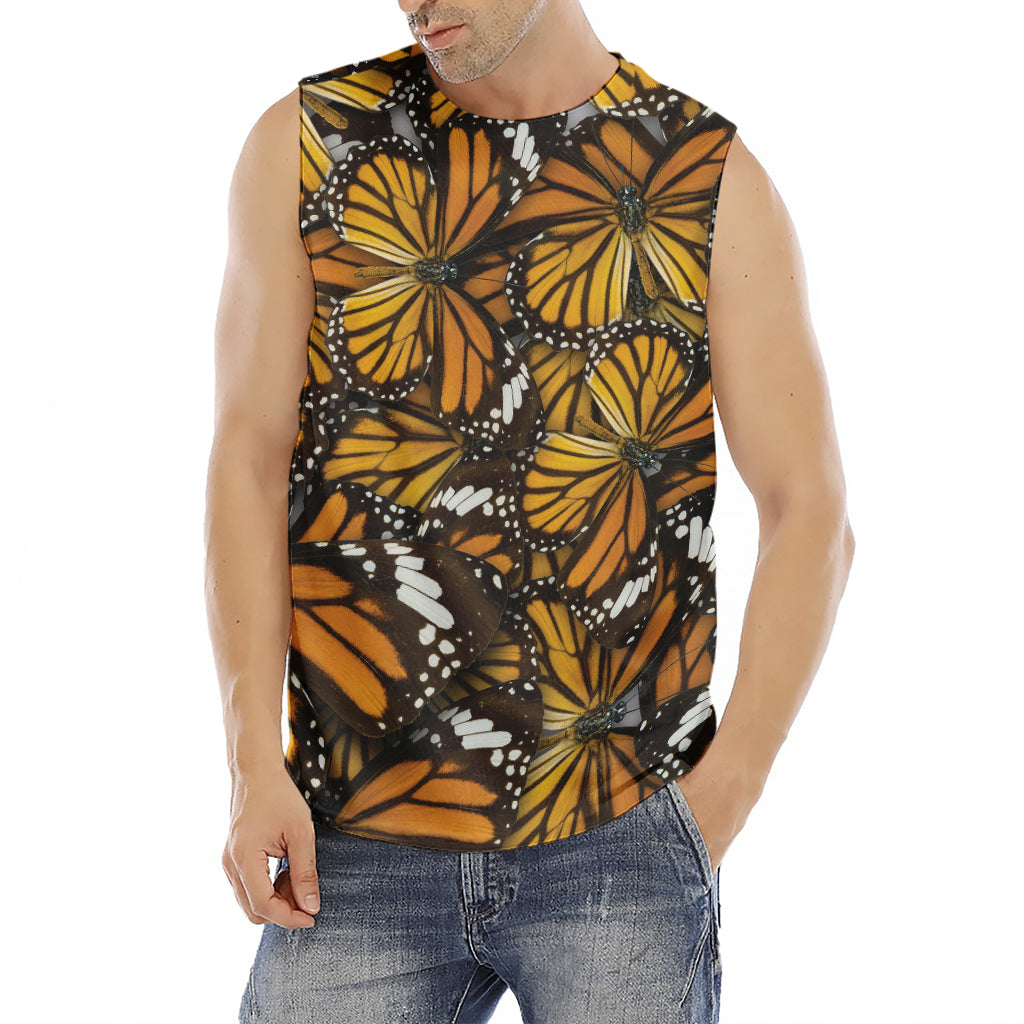 Tiger Monarch Butterfly Pattern Print Men's Fitness Tank Top