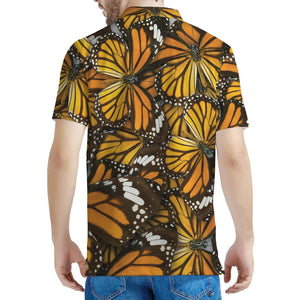 Tiger Monarch Butterfly Pattern Print Men's Polo Shirt