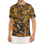Tiger Monarch Butterfly Pattern Print Men's Short Sleeve Rash Guard