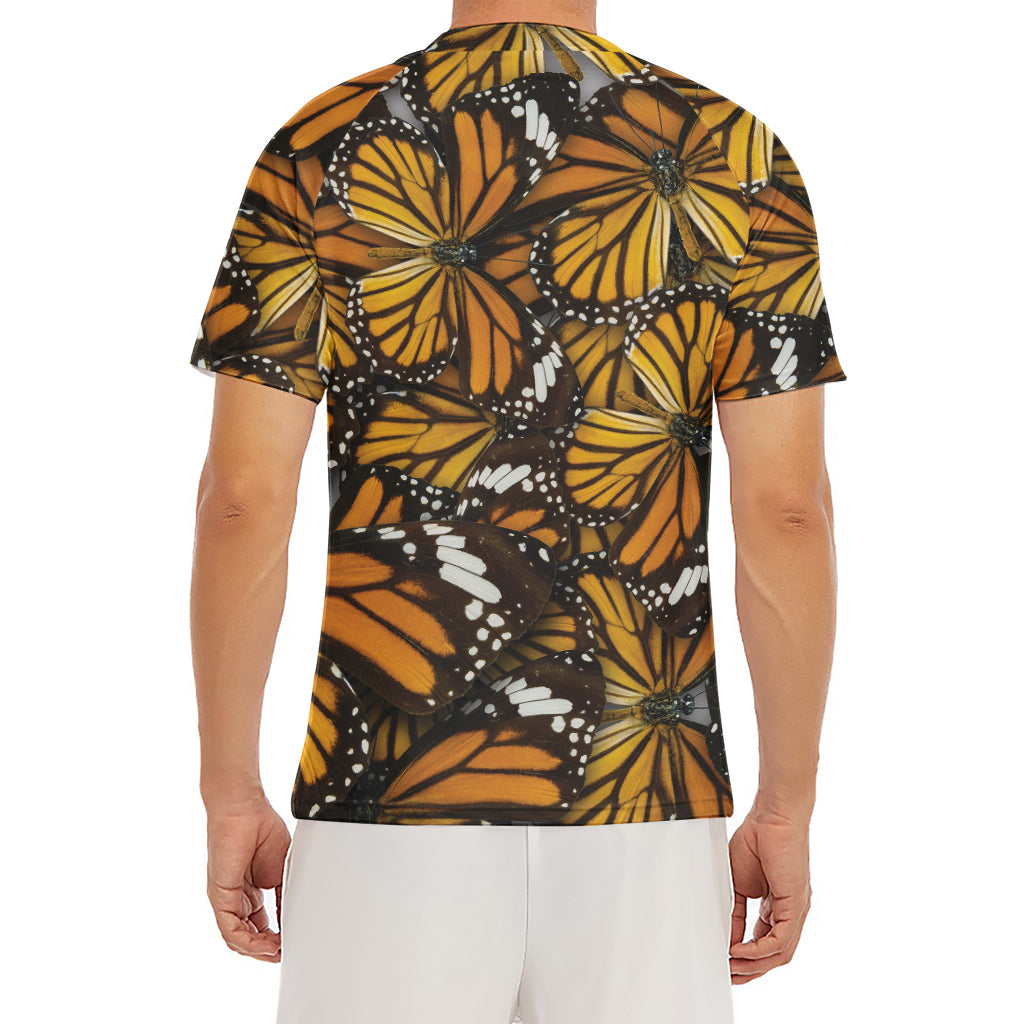 Tiger Monarch Butterfly Pattern Print Men's Short Sleeve Rash Guard
