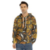 Tiger Monarch Butterfly Pattern Print Men's Velvet Pullover Hoodie