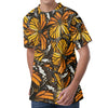 Tiger Monarch Butterfly Pattern Print Men's Velvet T-Shirt