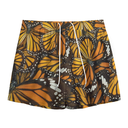 Tiger Monarch Butterfly Pattern Print Mesh Shorts