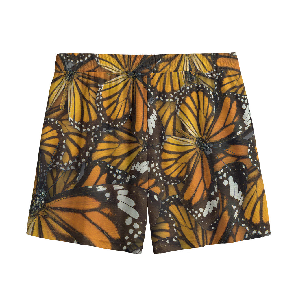 Tiger Monarch Butterfly Pattern Print Mesh Shorts