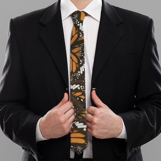 Tiger Monarch Butterfly Pattern Print Necktie