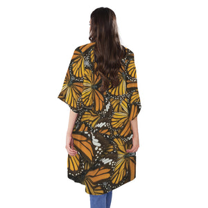 Tiger Monarch Butterfly Pattern Print Open Front Beach Cover Up