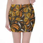 Tiger Monarch Butterfly Pattern Print Pencil Mini Skirt