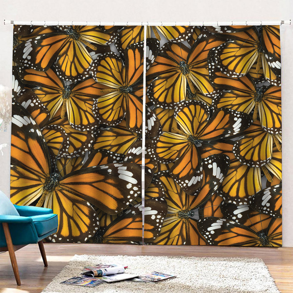 Tiger Monarch Butterfly Pattern Print Pencil Pleat Curtains