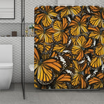 Tiger Monarch Butterfly Pattern Print Polyester Shower Curtain