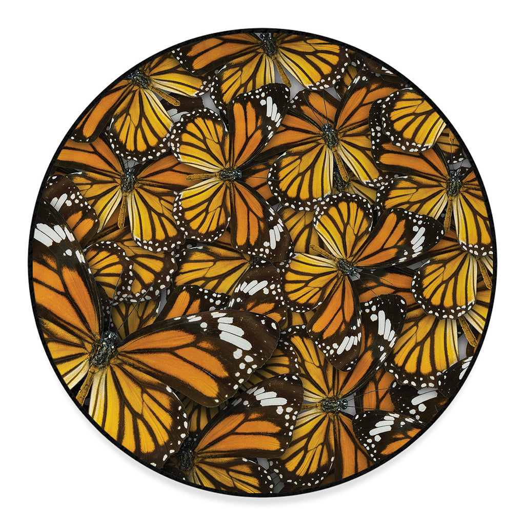 Tiger Monarch Butterfly Pattern Print Round Floor Mat