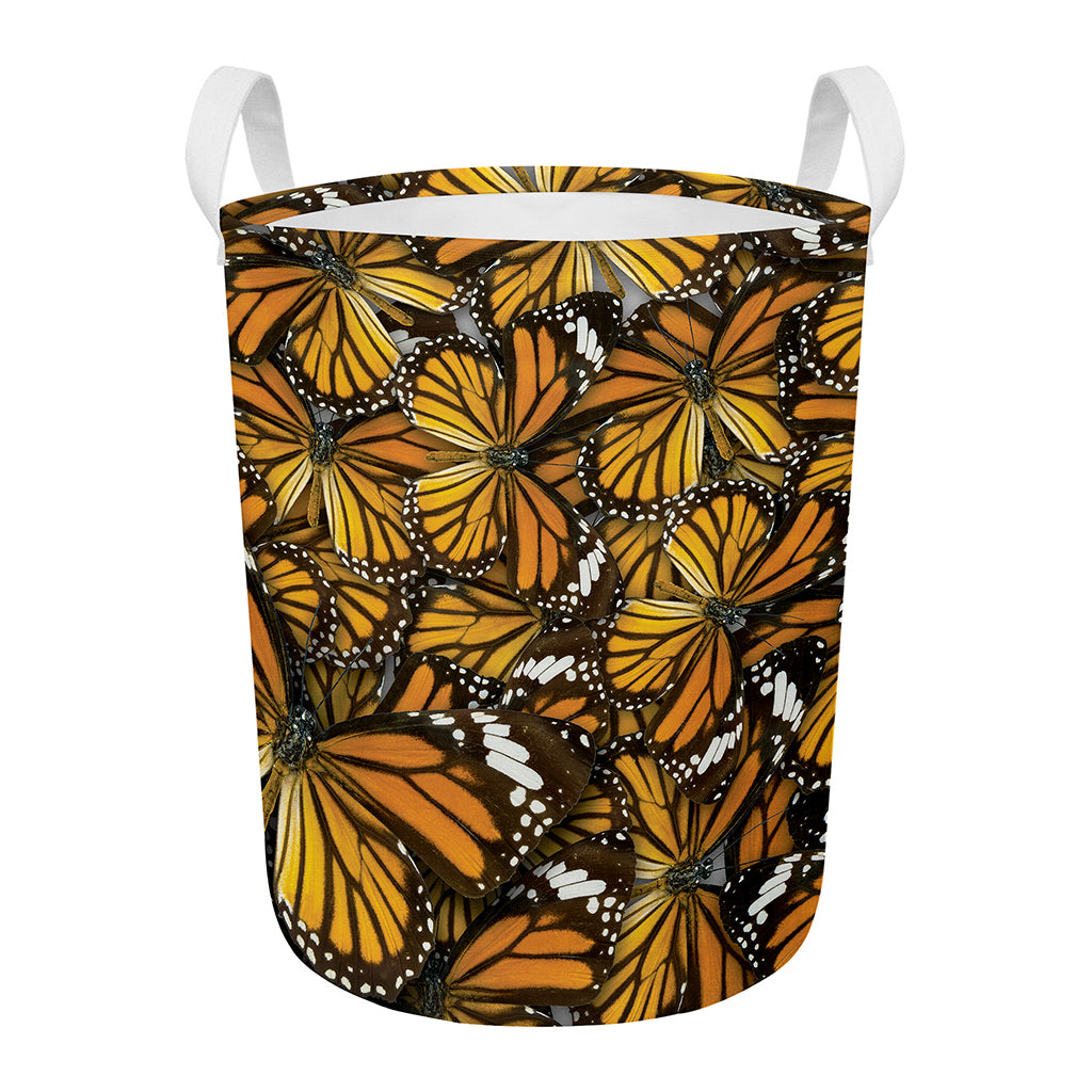 Tiger Monarch Butterfly Pattern Print Round Laundry Basket