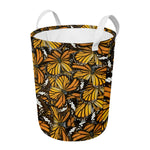 Tiger Monarch Butterfly Pattern Print Round Laundry Basket