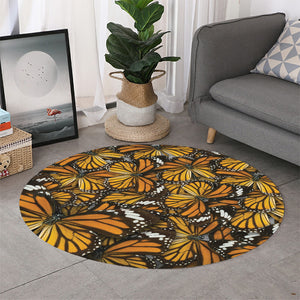 Tiger Monarch Butterfly Pattern Print Round Rug