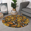 Tiger Monarch Butterfly Pattern Print Round Rug