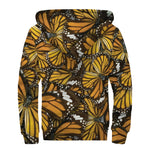 Tiger Monarch Butterfly Pattern Print Sherpa Lined Zip Up Hoodie