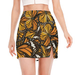 Tiger Monarch Butterfly Pattern Print Side Slit Mini Skirt