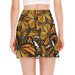 Tiger Monarch Butterfly Pattern Print Side Slit Mini Skirt