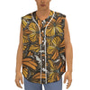 Tiger Monarch Butterfly Pattern Print Sleeveless Baseball Jersey