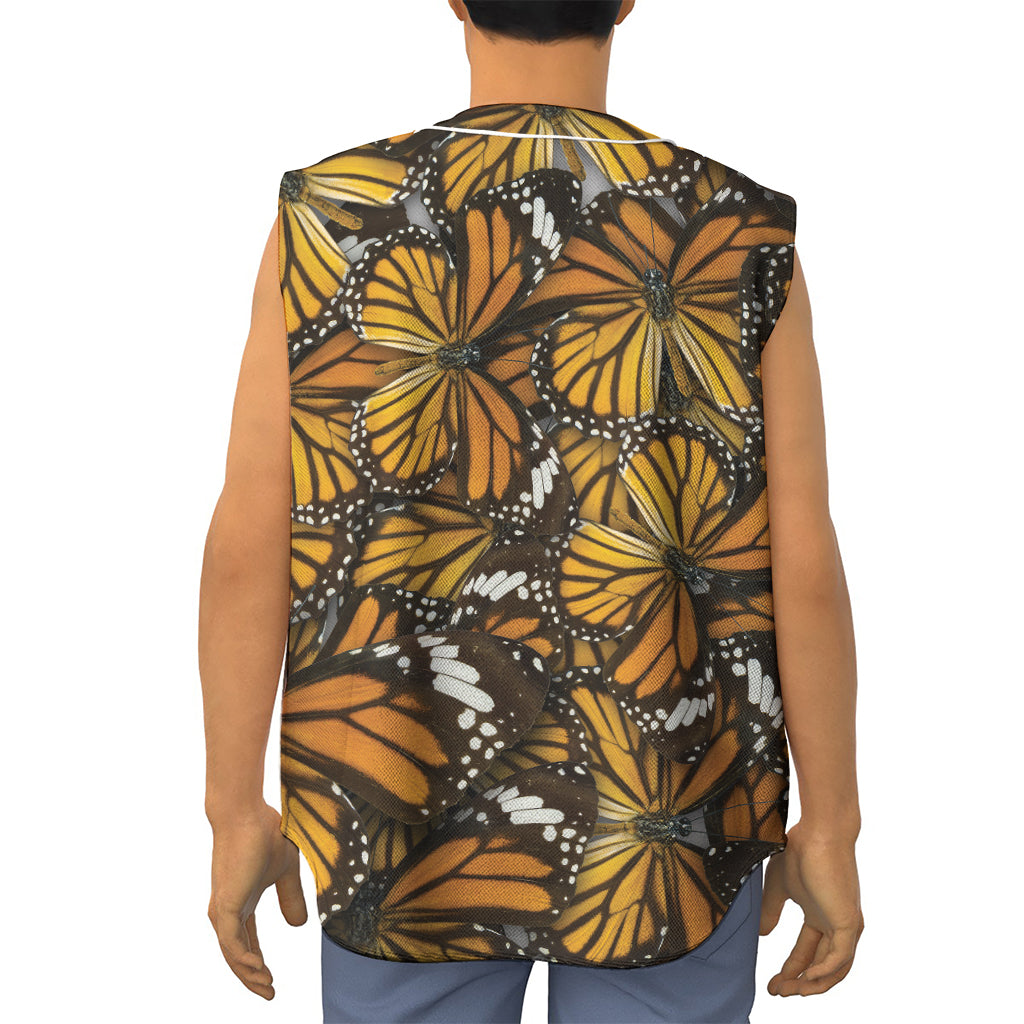 Tiger Monarch Butterfly Pattern Print Sleeveless Baseball Jersey