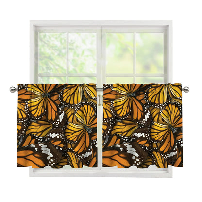 Tiger Monarch Butterfly Pattern Print Tier Curtains
