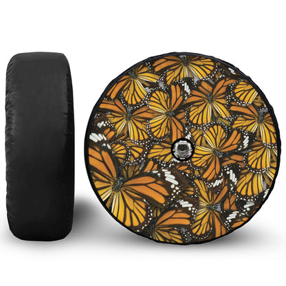 Tiger Monarch Butterfly Pattern Print Tire Cover With Camera Hole