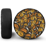 Tiger Monarch Butterfly Pattern Print Tire Cover With Camera Hole