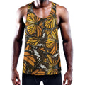 Tiger Monarch Butterfly Pattern Print Men's Workout Tank Top