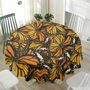 Tiger Monarch Butterfly Pattern Print Waterproof Round Tablecloth