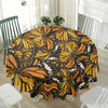 Tiger Monarch Butterfly Pattern Print Waterproof Round Tablecloth